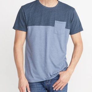 NEW MARINE LAYER COLORBLOCK INDIGO POCKET T-SHIRT